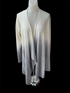 Barefoot Dreams Bamboo Chic Lite Calypso Ivory-to-Gray Ombre Draped Cardigan XL